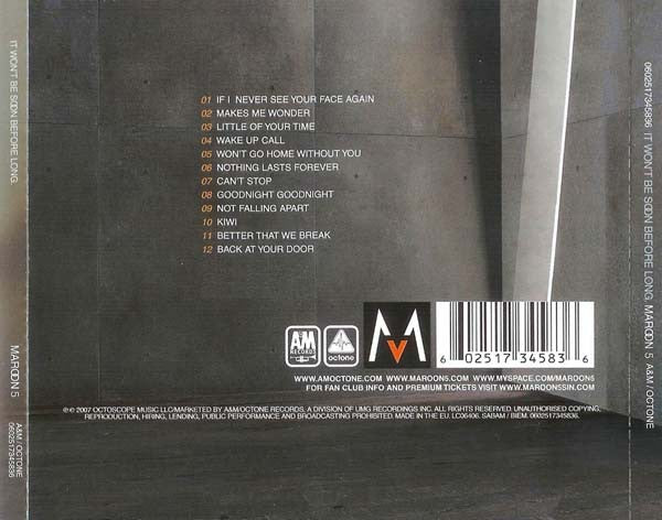 Maroon 5 : It Won't Be Soon Before Long (CD, Album)