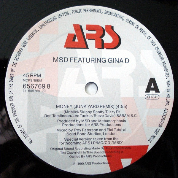 MSD (3) Featuring Gina D : Money (12")