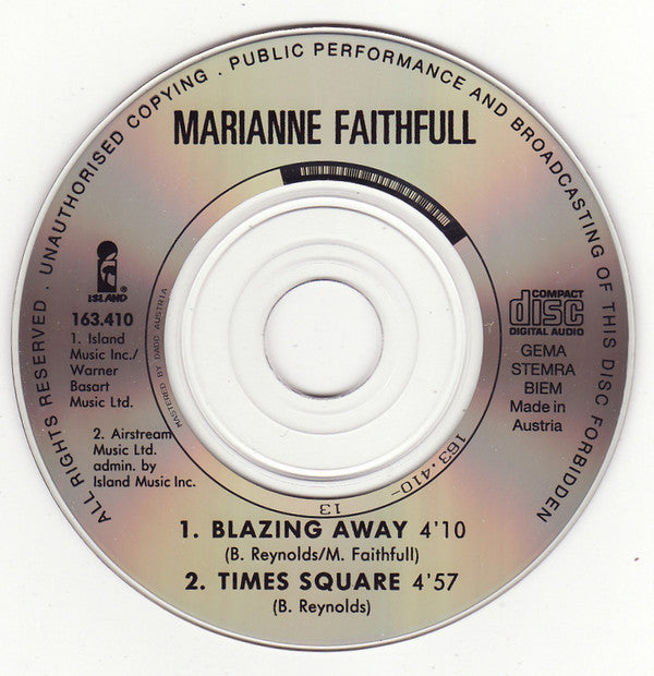 Marianne Faithfull : Blazing Away (CD, Mini, Single)