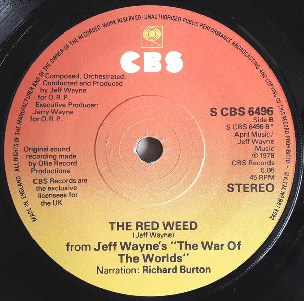 Jeff Wayne : The Eve Of The War (7", Single)