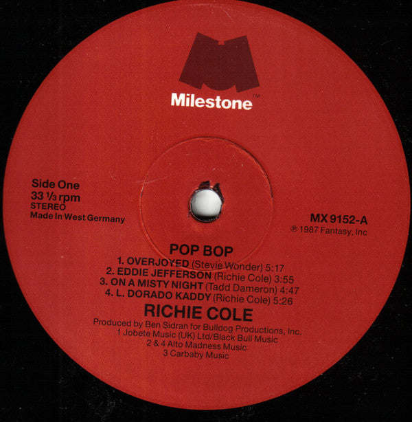 Richie Cole : Popbop (LP, Album)
