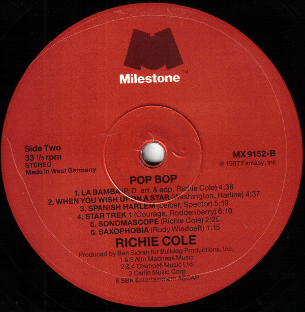 Richie Cole : Popbop (LP, Album)