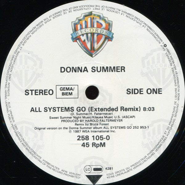 Donna Summer : All Systems Go (12")