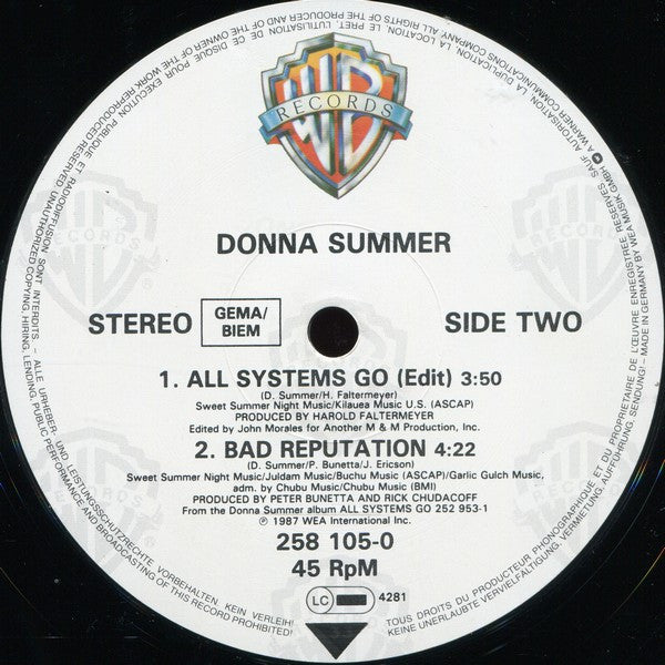 Donna Summer : All Systems Go (12")