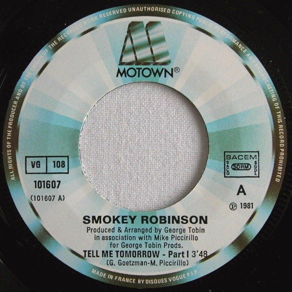 Smokey Robinson : Tell Me Tomorrow (7")