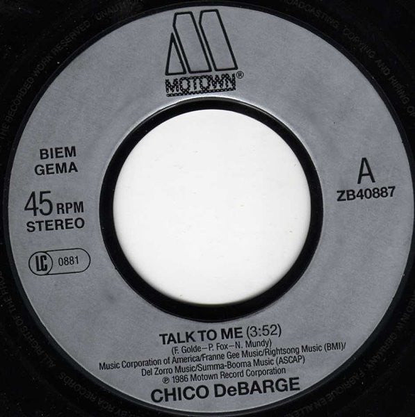 Chico DeBarge : Talk To Me (7", Single)