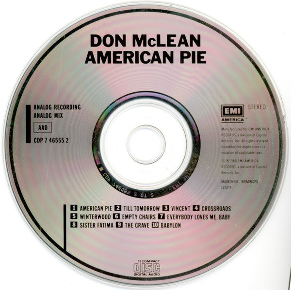 Don McLean : American Pie (CD, Album, RE)