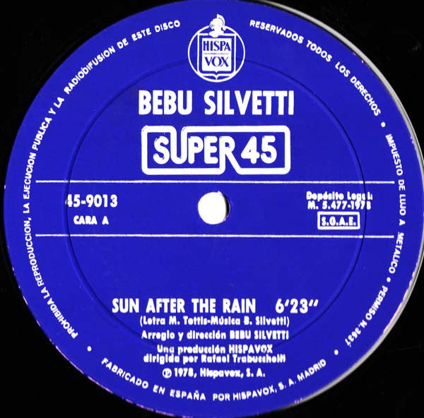 Bebu Silvetti : Sun After The Rain (12")