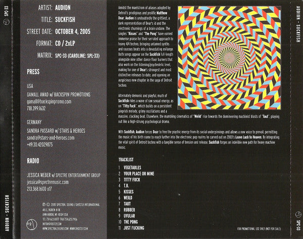 Audion : Suckfish (CD, Album, Promo)