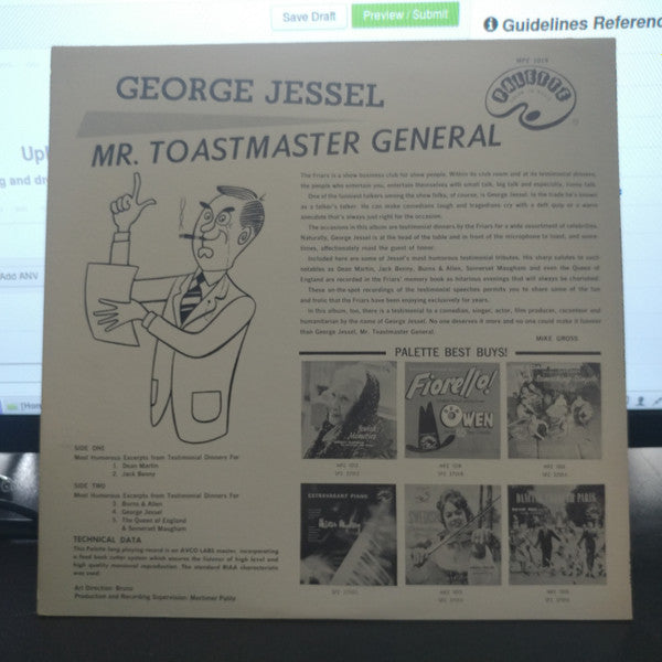 George Jessel : Mr. Toastmaster General (LP, Album)