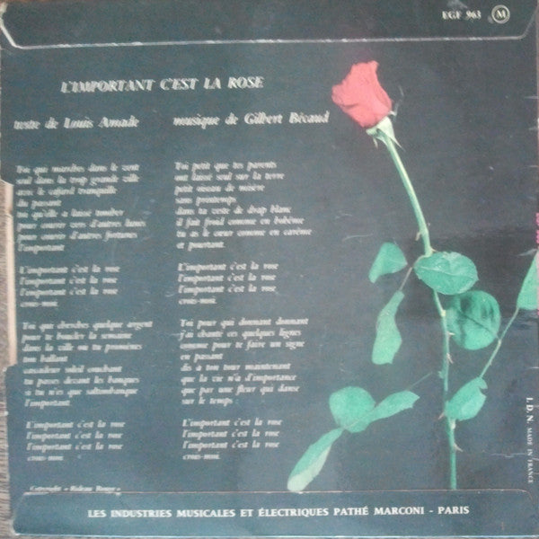 Gilbert Bécaud : L'important C'est La Rose (7", EP)