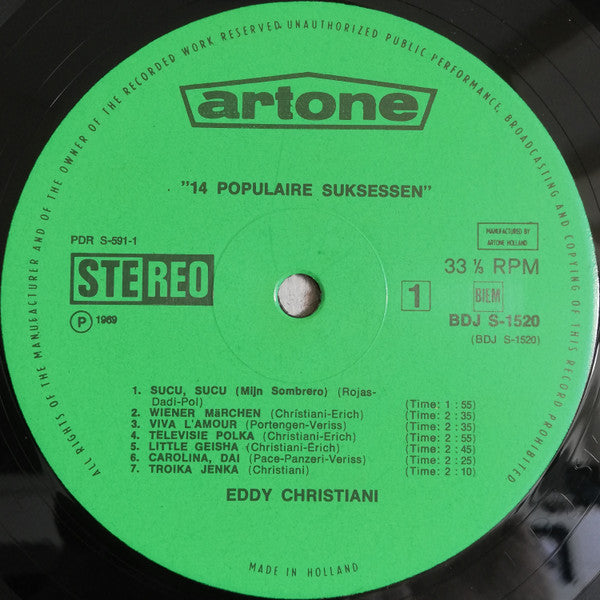 Eddy Christiani : 14 Populaire Suksessen (LP, Comp)