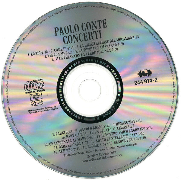 Paolo Conte : Concerti (CD, Album, RE)