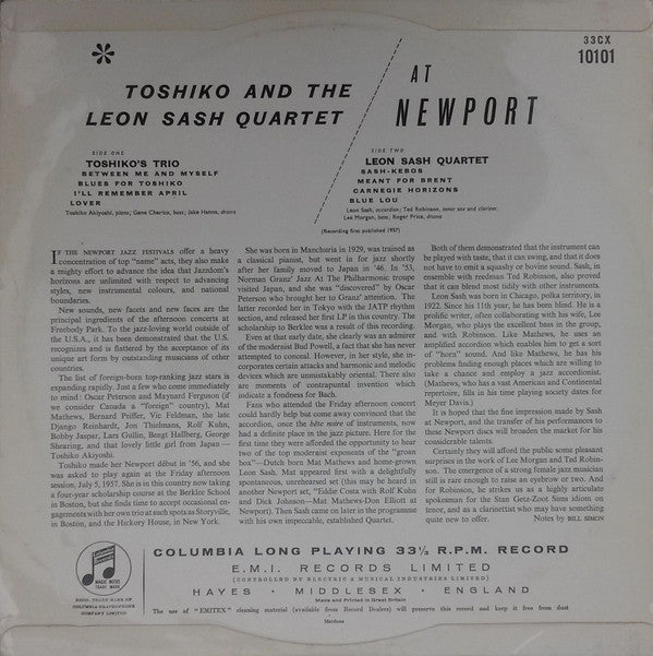 Toshiko Akiyoshi & Leon Sash : Toshiko & Leon Sash At Newport (LP, Album)