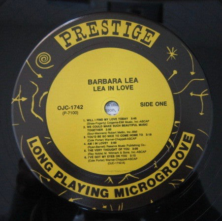 Barbara Lea : Lea In Love (LP, Album, RE, RM)