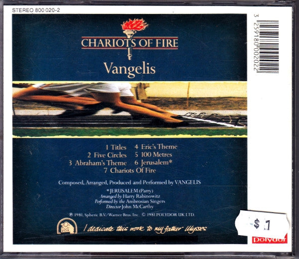 Vangelis : Chariots Of Fire (CD, Album, RE)
