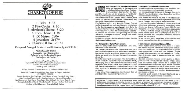 Vangelis : Chariots Of Fire (CD, Album, RE)