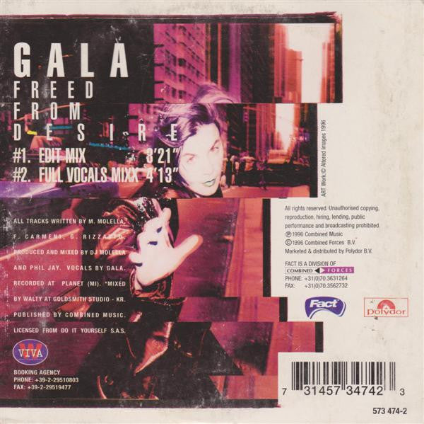 Gala : Freed From Desire (CD, Single)