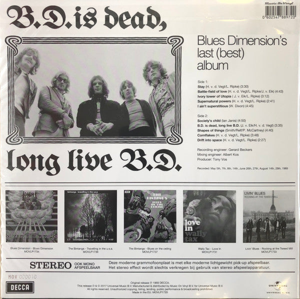 Blues Dimension : B.D. Is Dead, Long Live B.D. (LP, Album, Ltd, Num, RE, Blu)