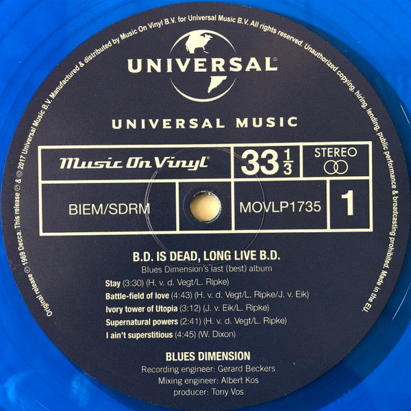 Blues Dimension : B.D. Is Dead, Long Live B.D. (LP, Album, Ltd, Num, RE, Blu)