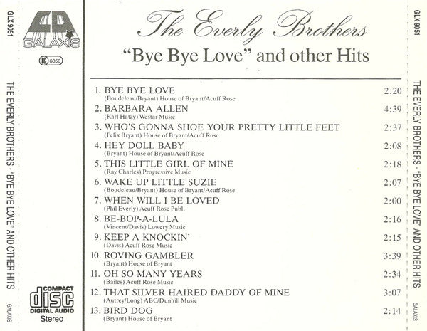 Everly Brothers : "Bye Bye Love" And Other Hits (CD, Comp)