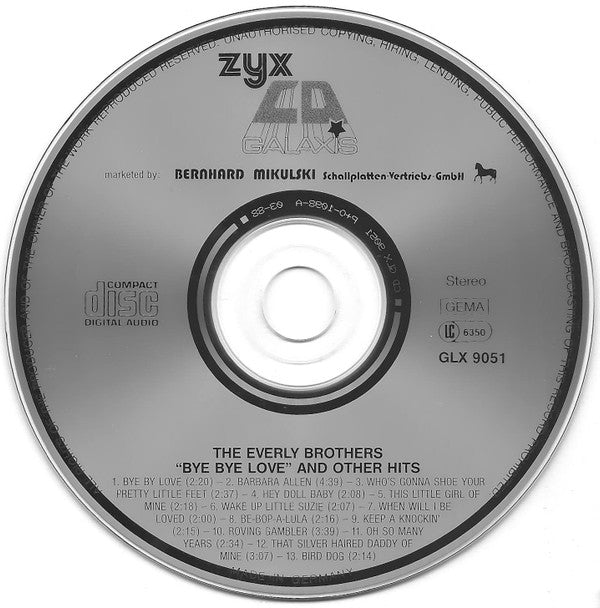 Everly Brothers : "Bye Bye Love" And Other Hits (CD, Comp)