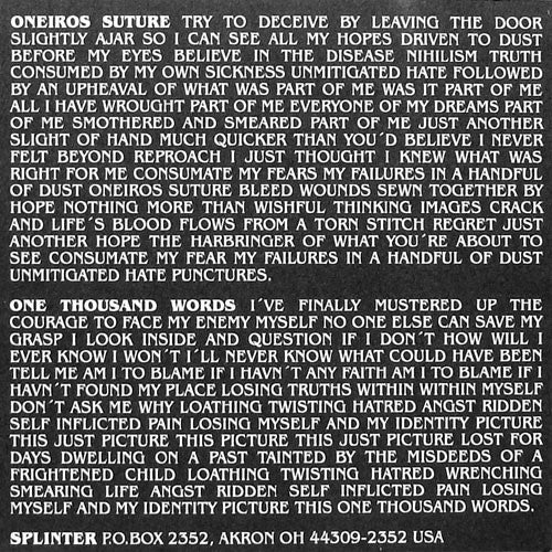 Splinter (4) : Scathed (The Last Anthology Of Failures) (7", Ltd, Red)