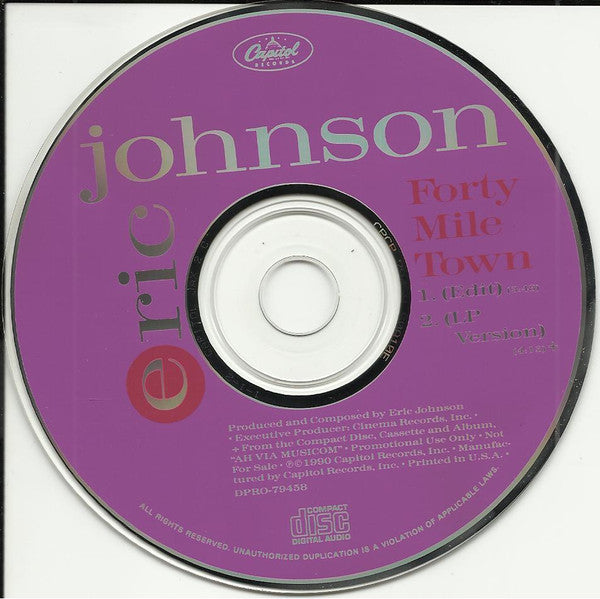 Eric Johnson (2) : Forty Mile Town (CD, Single, Promo)