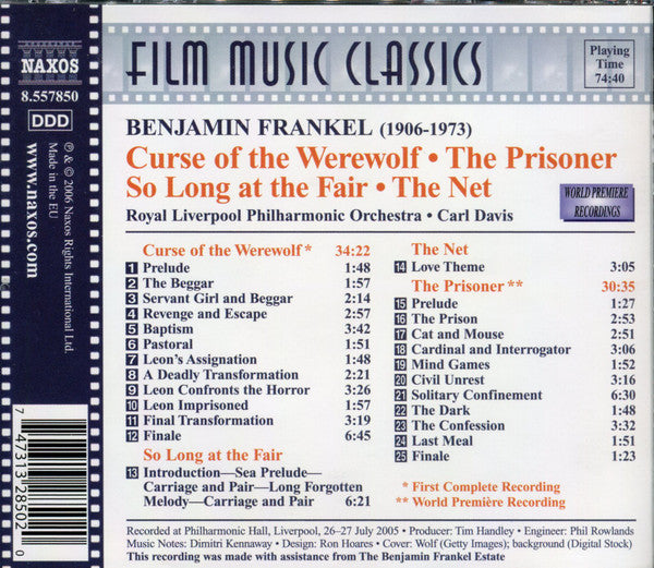 Benjamin Frankel : Curse Of The Werewolf And Other Film Music (CD, Album)