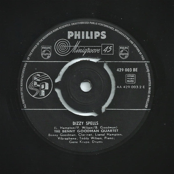 The Benny Goodman Quartet : Stompin' At The Savoy / Dizzy Spells (7", EP)