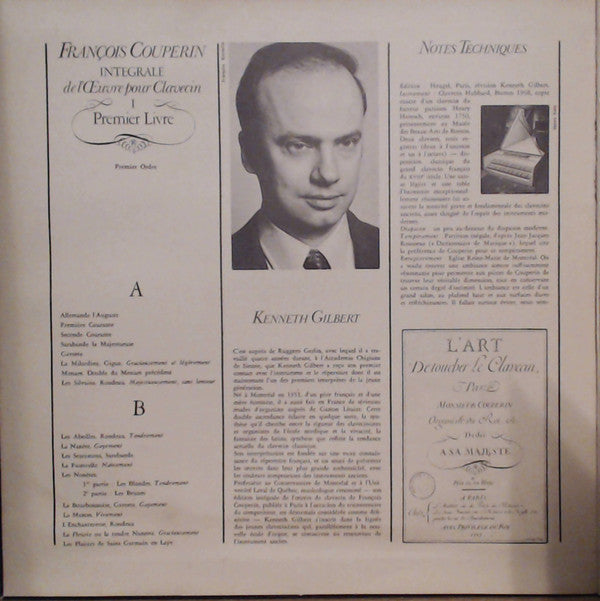 François Couperin, Kenneth Gilbert : Premier Livre De Clavecin Premier Ordre (LP, Album)