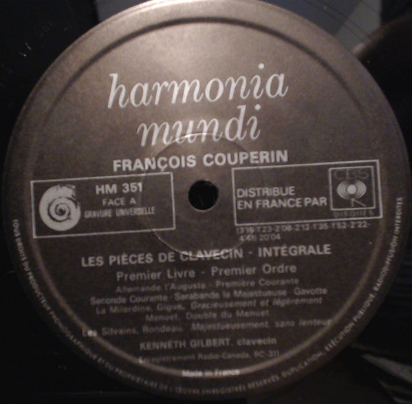 François Couperin, Kenneth Gilbert : Premier Livre De Clavecin Premier Ordre (LP, Album)