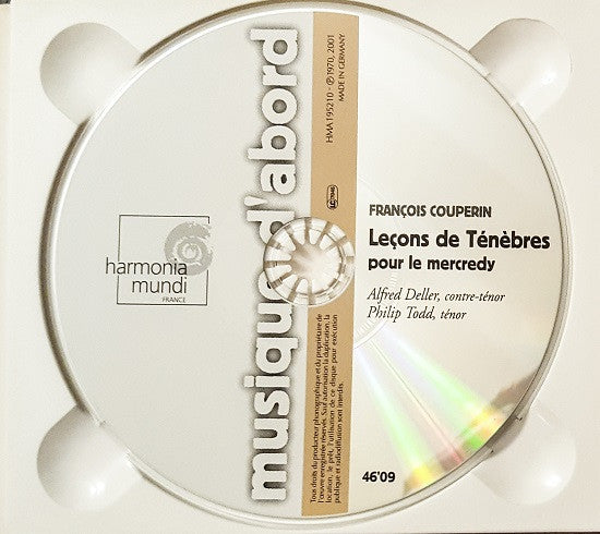 François Couperin - Alfred Deller, Philip Todd, Raphaël Perulli, Michel Chapuis : Leçons De Ténèbres (CD, Album, RE, Dig)