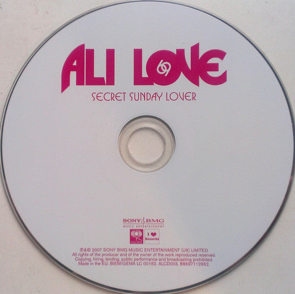 Ali Love : Secret Sunday Lover (CD, Single)