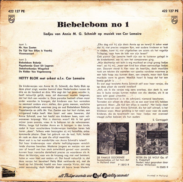 Hetty Blok : Biebelebom No. 1 (7", EP)