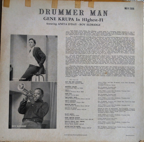Gene Krupa Featuring Anita O'Day • Roy Eldridge : Drummer Man (LP, Album)