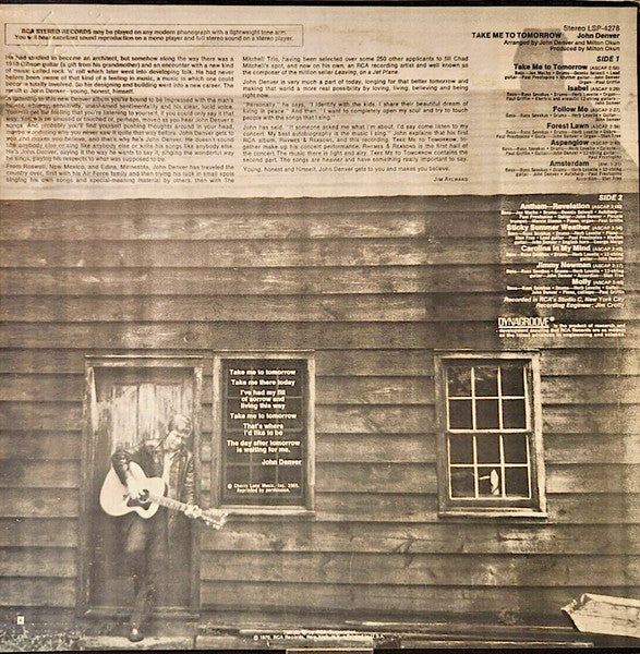 John Denver : Take Me To Tomorrow (LP, Album, RP, Hol)