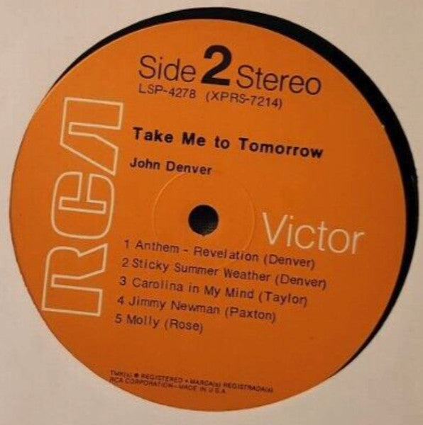John Denver : Take Me To Tomorrow (LP, Album, RP, Hol)