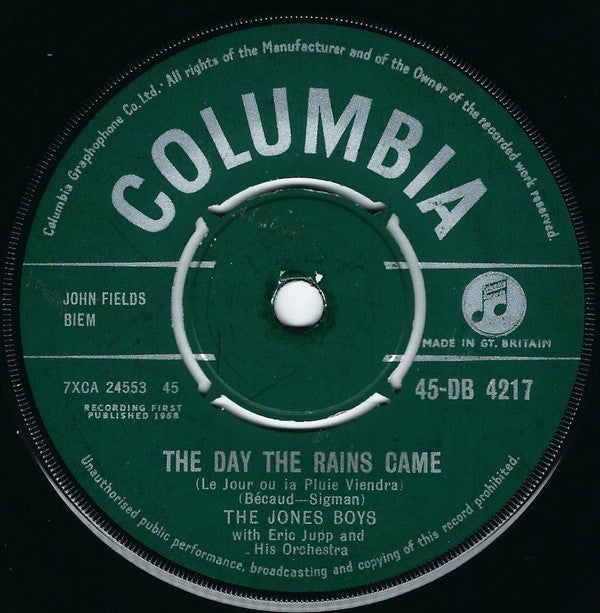 The Four Jones Boys With Eric Jupp And His Orchestra : The Day The Rains Came (7", Mono)