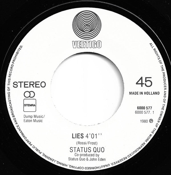 Status Quo : Lies (7", Single)