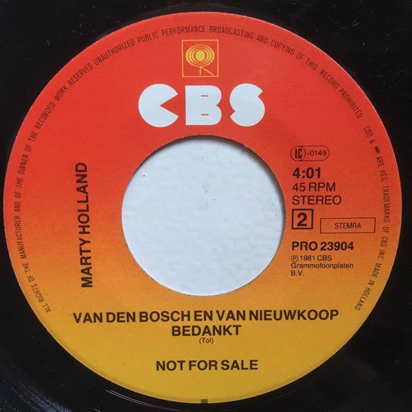 Piraten Billy, Marty Holland : De Van Den Bosch En Van Nieuwkoop Boogie (7", Single)