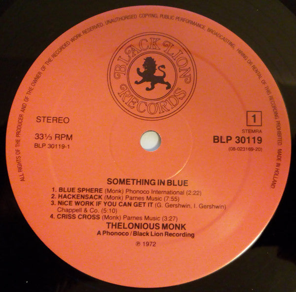 Thelonious Monk : Something In Blue (LP, Album, RE)