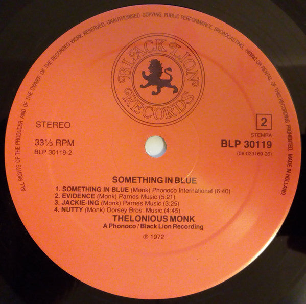 Thelonious Monk : Something In Blue (LP, Album, RE)