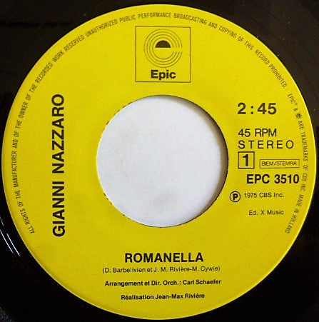 Gianni Nazzaro : Romanella (7", Single)