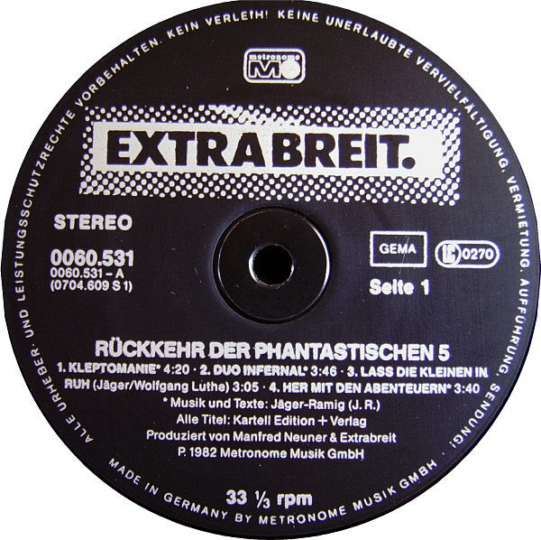 Extrabreit : Rückkehr Der Phantastischen 5! (LP, Album, Ora)