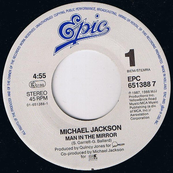 Michael Jackson : Man In The Mirror (7", Single)