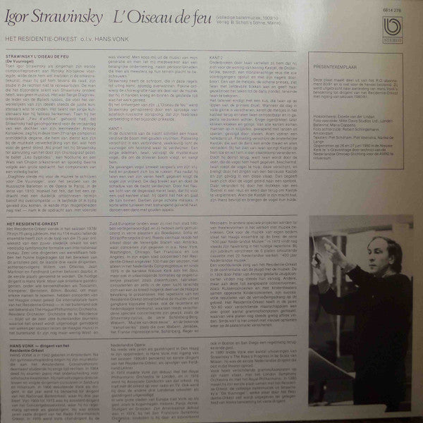 Residentie Orkest : L'Oiseau De Feu (LP, Album, Promo)