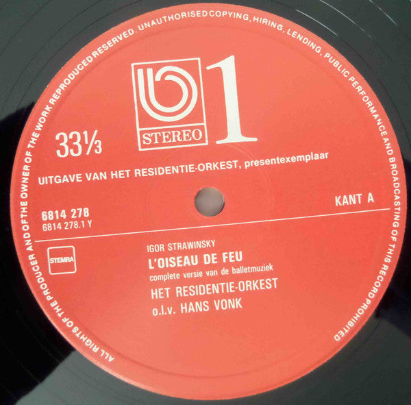 Residentie Orkest : L'Oiseau De Feu (LP, Album, Promo)