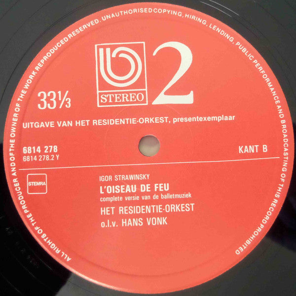 Residentie Orkest : L'Oiseau De Feu (LP, Album, Promo)