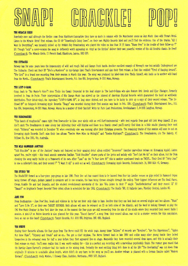 Various : Snap! Crackle! Pop! (A Twist Compilation) (LP, Comp)